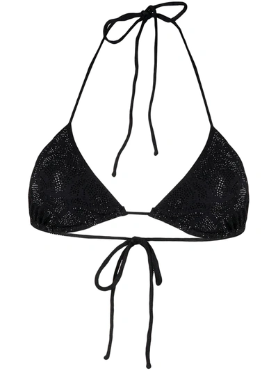 Ermanno Scervino Black Crystal-embellished Bikini Top