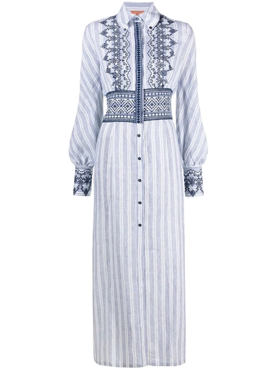 Ermanno Scervino Striped Shirt Dress In Blue And White