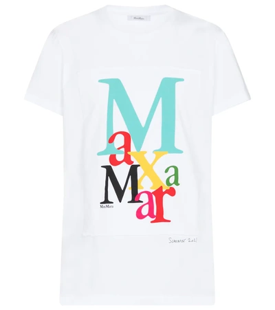 Max Mara Humour Cotton Jersey T-shirt In White