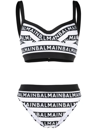 Balmain Top With Brief - Black/white Iconic Stripes - Size 34 In Black,white Iconic Stripes