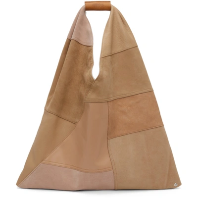 Mm6 Maison Margiela Md Japanese Patchwork Leather Tote Bag In H8694 Nude