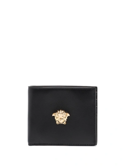 Versace Medusa Head Leather Wallet In Black