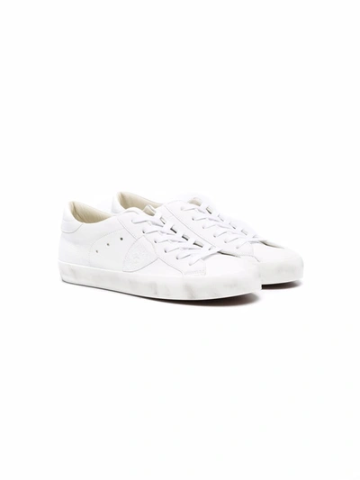 Philippe Model Kids' Paris Leather Lace-up Trainers In White
