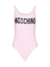 Moschino Logo-print Scoop-back Swimsuit In Pink