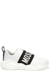 Moschino 30mm Logo Band Faux Leather Sneakers In White