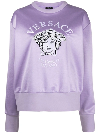 Versace Medusa-print Sweatshirt In Purple