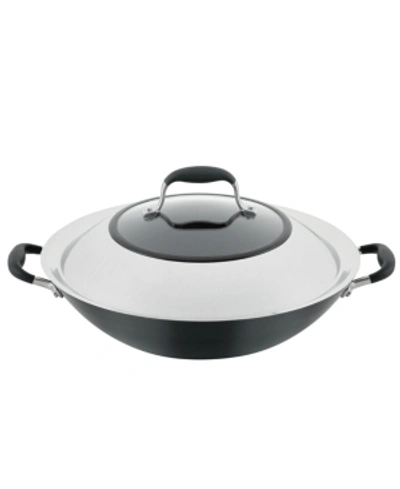 Anolon Advanced Home Hard-anodized Nonstick Wok With Side Handles, 14" In Onyx