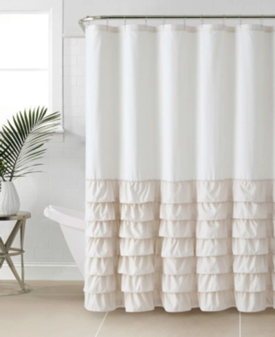 Vcny Home Melanie Ruffle 72" X 72" Shower Curtain Bedding In Taupe