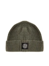 Stone Island Green Logo Ribbed-knit Wool Beanie