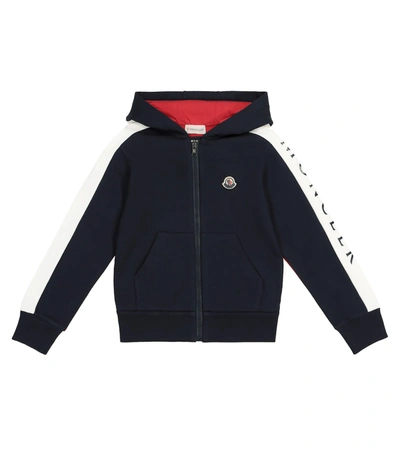 Moncler Boys Navy Kids Logo-print Cotton Hoody 4-14 Years 10 Years In Blue