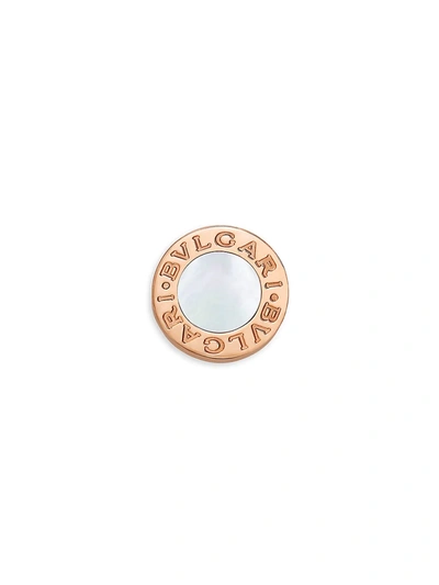 Bvlgari Classic 18k Rose Gold & Mother-of-pearl Round Single Stud Earring In Gold Tone,mother Of Pearl,pink,rose Gold Tone