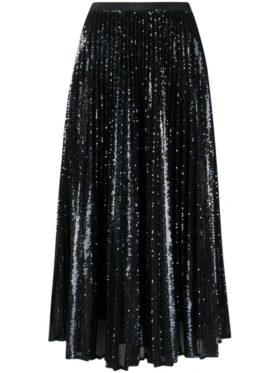 Joseph Pleated Sequined Tulle Midi Skirt In Black
