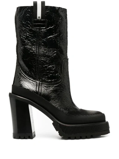 Premiata Textured-toe Cap Platform Boots In Black
