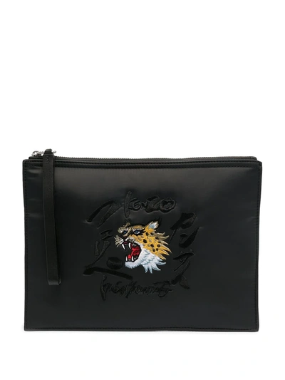 Kenzo X Kansai Yamamoto Embroidered Clutch Bag In Black