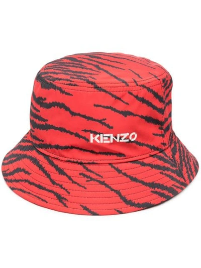 Kenzo X Kansai Yamamoto Zebra-print Bucket Hat In Red