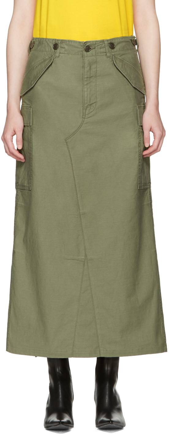 Junya Watanabe Green Cargo Skirt | ModeSens