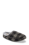 Deer Stags Nordic Plus Memory Foam Slipper In Black/ Grey Plaid