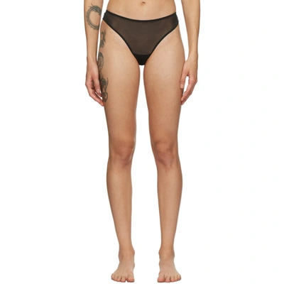 Skims Black Mesh Intimates Built Up Thong In Soot