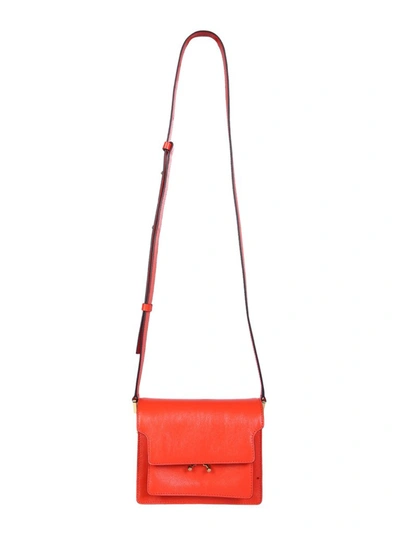 Marni Mini Trunk Red Leather Shoulder Bag
