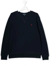 Polo Ralph Lauren Kids' Crew Neck Sweatshirt In Blue