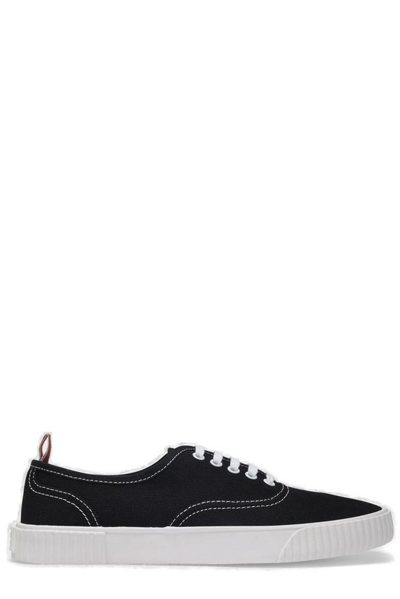 Thom Browne Navy Heritage Vulcanized Sneakers In Black,white