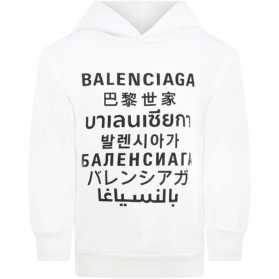 Balenciaga White Sweatshirt For Kids With Logos