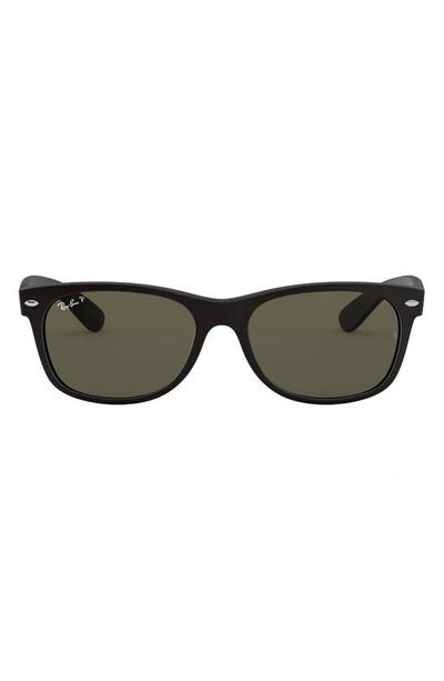 Ray Ban Small New Wayfarer 52mm Polarized Sunglasses In Rubber Black/ Green