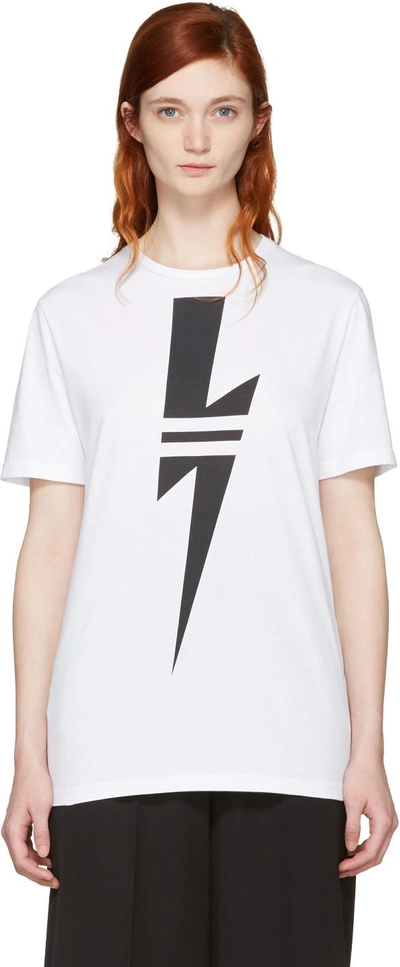 Neil Barrett Thunderbolt Print T-shirt In White