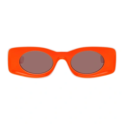 Loewe White & Orange Paula's Ibiza Square Sunglasses In 21u Bordeau