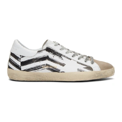 Golden Goose Super Star Zigzag Leather Trainers In White