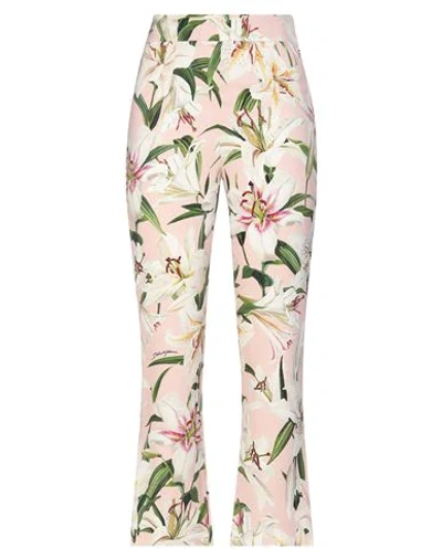 Dolce & Gabbana Floral-print Crepe Kick-flare Pants In Pastel Pink