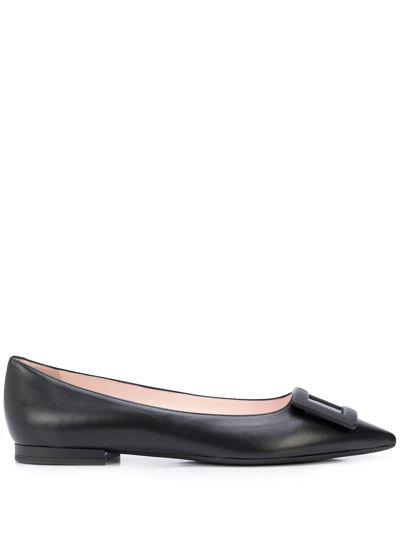 Roger Vivier Gommettine Embellished Leather Ballet Flats In Black