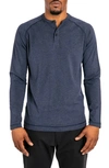 Public Rec Go-to Long Sleeve Performance Henley T-shirt In Blue