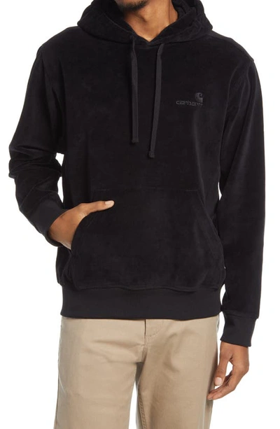 Carhartt Embroidered Velour Hoodie In Black