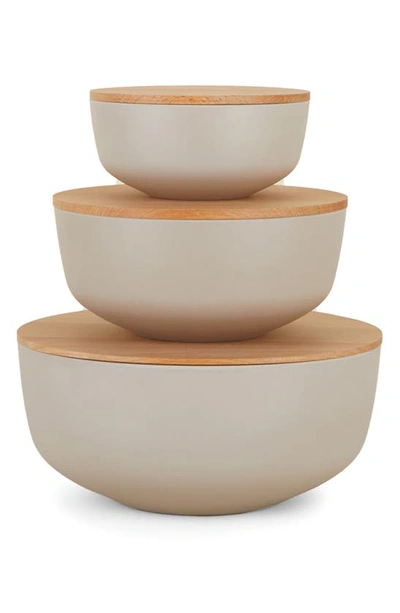 Hawkins New York Set Of 3 Essential Lidded Bowls In Light Grey