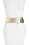 Raina Vixen Leather Belt In Metallic Silver/ Gold