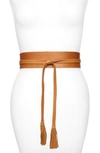 Raina Bronco Leather Wrap Belt In Tan