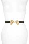 Raina Harvey Horse Clasp Leather Belt In Black