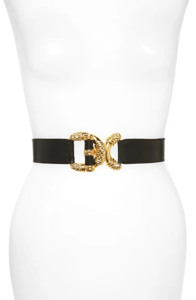 Raina Viper D-ring Buckle Leather Belt In Black