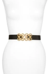 Raina Torchon Rope Buckle Leather Belt In Black