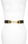 Raina Rider Circle Clasp Leather Belt In Black