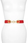 Raina Rider Circle Clasp Leather Belt In Red