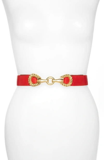 Raina Rider Circle Clasp Leather Belt In Red