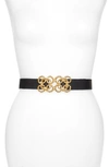 Raina Torchon Rope Buckle Leather Belt In Navy