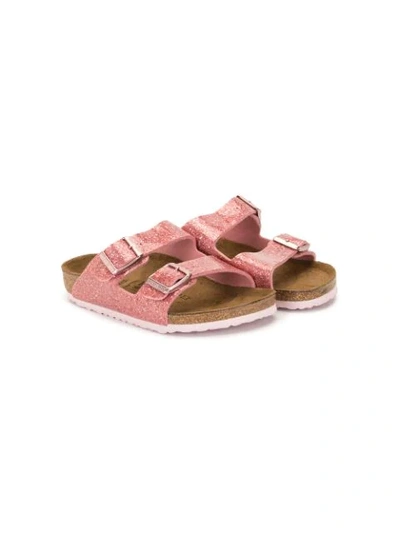 Birkenstock Arizona Glitter Sandals In Desert Soil Camo Almond