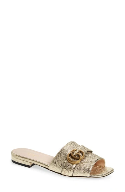 Gucci Gg Slide Sandal In Platinum