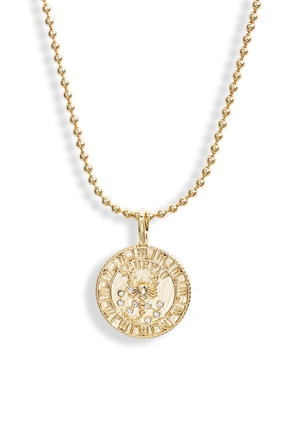 Melinda Maria Zodiac Pendant Necklace In Gold- Leo