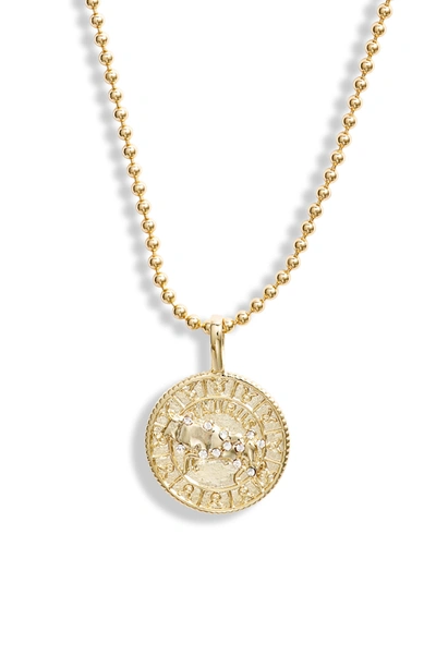 Melinda Maria Zodiac Pendant Necklace In Gold- Aries