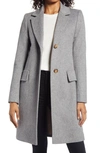 Fleurette Notch Collar Walking Coat In Grey Heather
