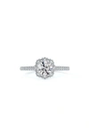 Forevermark Center Of My Universe® Floral Halo Engagement Ring With Diamond Band In Platinum-d0.50ct